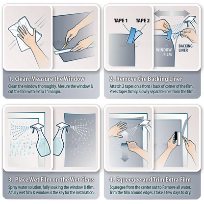Window Heat Blocking Film - Easy 30 Minute Installation, No Tools