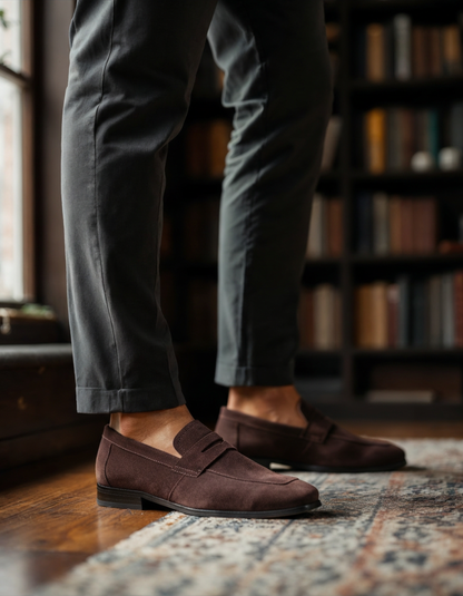 Old Money Suede Penny Loafers