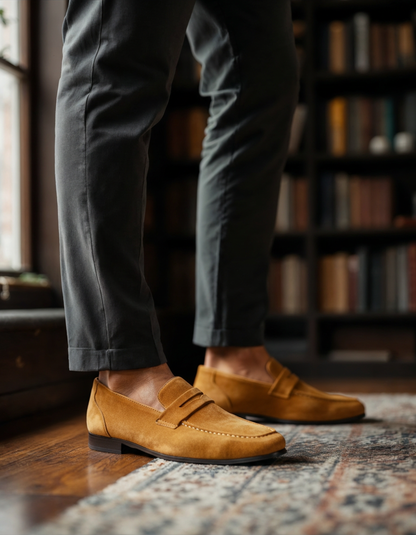 Old Money Suede Penny Loafers