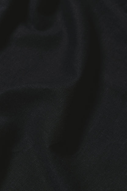Stretch Linen Blend Button Through Shirt in Navy