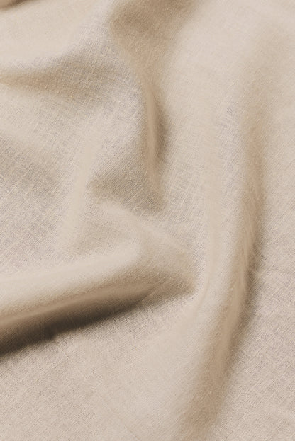 Stretch Linen Blend Cuban Collar Shirt in Stone