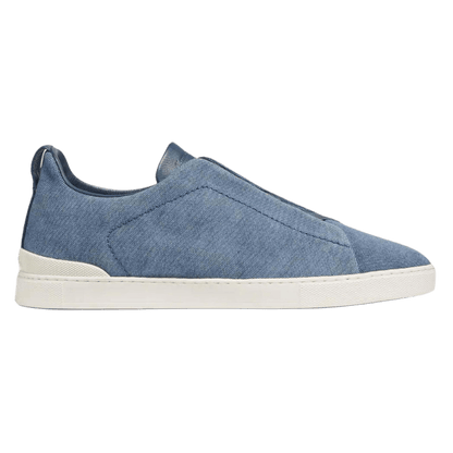 Zegna Men's Cotton Linen and Leather Triple Stitch Sneakers