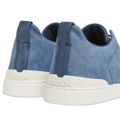 Zegna Men's Cotton Linen and Leather Triple Stitch Sneakers