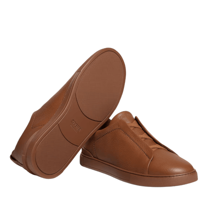 Zegna Men's Deerskin Triple Stitch Sneakers