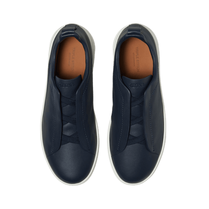 Zegna Men's Triple Stitch SECONDSKIN Leather Sneakers
