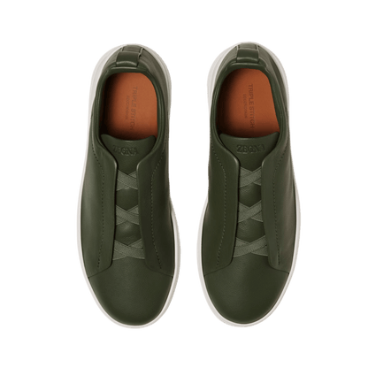 Zegna Men's Triple Stitch SECONDSKIN Leather Sneakers