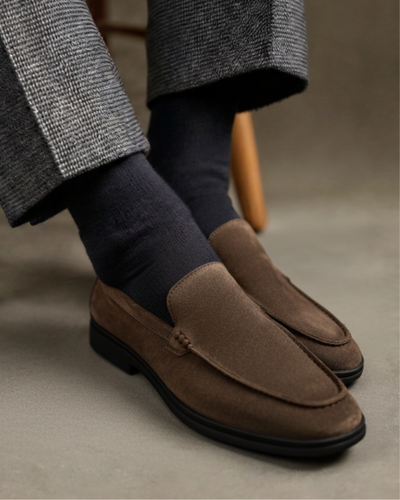 Premium Suede Loafers - Black Soles